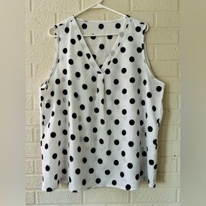 Polka Dot Sleeveless Camisole - Black and White